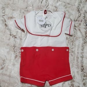 Mudpie Red&white vintage short set